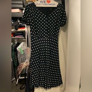 JCrew dark blue white polka dress, size 0,